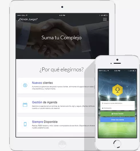 Conocer a Donde Juego. La aplicación móvil de reserva de turnos de canchas está disponible para dispositivos Android o iOS